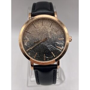 INC Women's Quartz Watch Rose Gold Case Glitter Marble Dial- New Battery